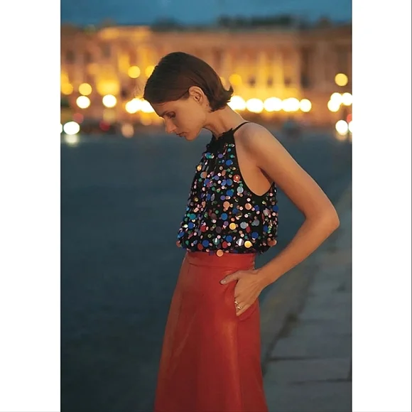 NWOT Anthro Moulinette Soeurs Sequin High Neck Tank - Picture 1 of 4